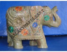 Inlay work gorara stone elephant ht=5" e-28